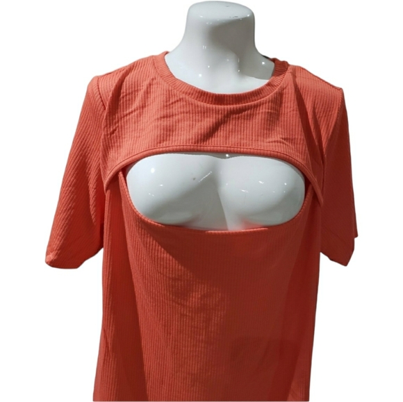 NWT WOMEN'S AVA & VIV SLIM FIT SHORT SLEEVE RIBBED SHIRT - Picture 7 of 9